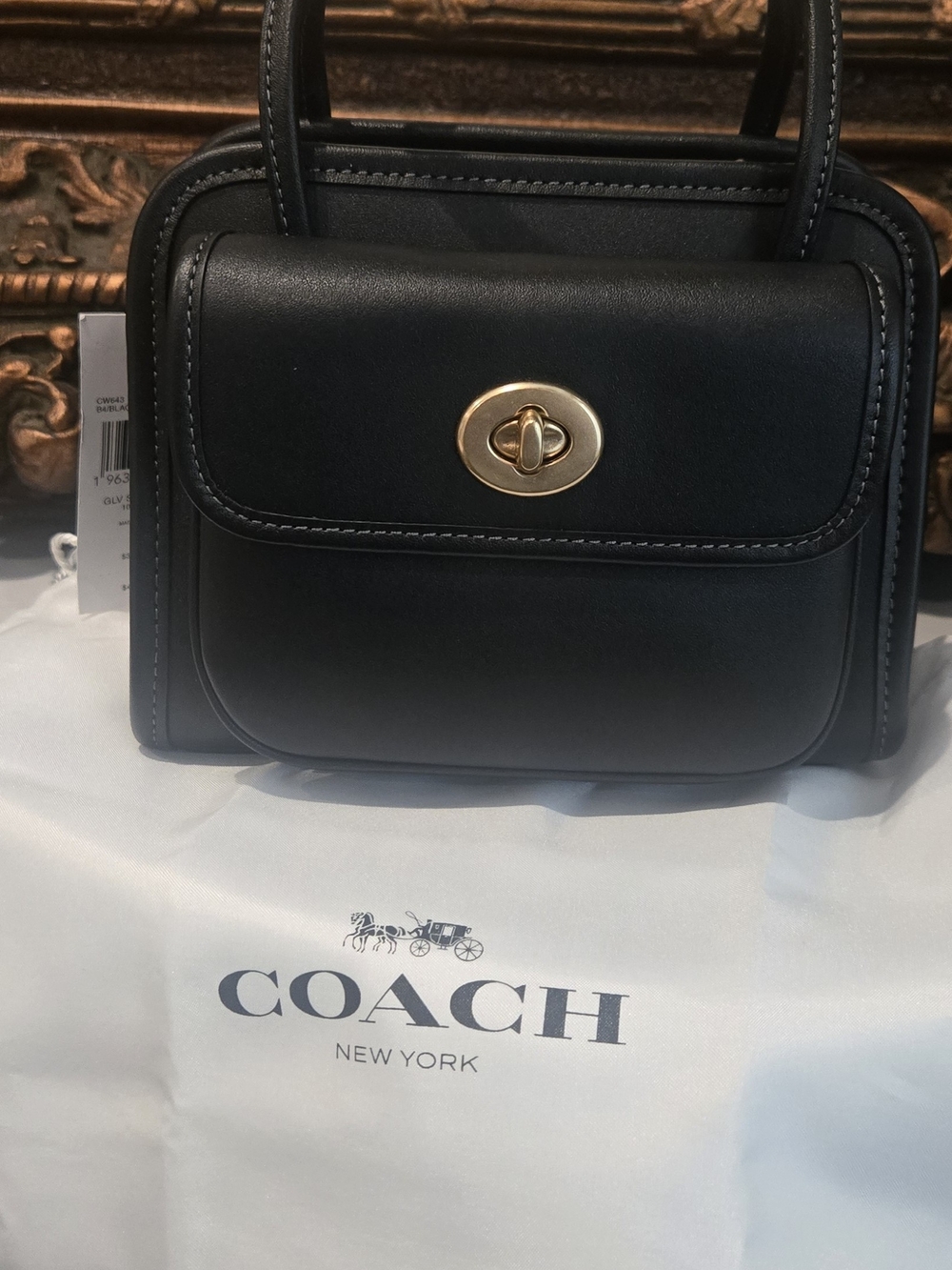 COACH Black Leather Turnlock Satchel